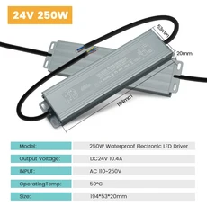 방수 전원 공급 장치 IP67 야외 LED 조명 변압기 AC110V 250V에서 DC 12V 변환 드라이버 100W, 14 24V 250W