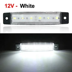 4PCS 12V 6LED 자동차 외부 조명 사이드 마커 표시기 트레일러 라이트 후면 램프 버스 트럭 액세서리, 01 12V - White, 01 4 PCS