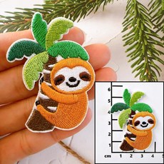 皮卡布 N5 松鼠刺繡布貼, 1個, 樹懶,熱熔膠