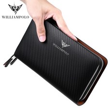 WILLIAMPOLO 手拿包 長夾 男用皮夾 真皮雙層拉鏈錢包