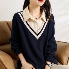 뉴욕멋쟁이 세라나 브이 스트링 카라맨투맨 (55~88사이즈까지)