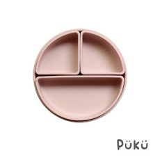 PUKU藍色企鵝 午茶自由派矽膠吸盤餐盤 (三色)P14346, 草莓派, 1個