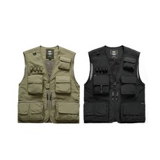 CLASSIC 多口袋戶外背心 釣魚攝影機能透氣 可拆卸設計休閒夾克, 軍綠L