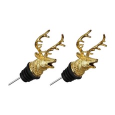 2팩 예술적 사슴 머리 와인 푸어러 부드럽게 쏟아지는 드립 방지 주류 스파우트, 금