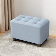 Arsjuo 현관 의자 원목 가죽 쇼파 풋 스툴, 1개, 하늘색