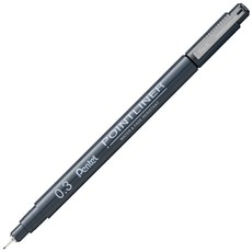 펜텔아츠 포인트 라이너 수성 밀리펜 0.3mm, 블랙, 1개