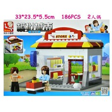 寶貝玩具屋 小魯班B0571社區便利商店 模擬城市系列 社區便利店186PCS 小顆粒積木, 1個
