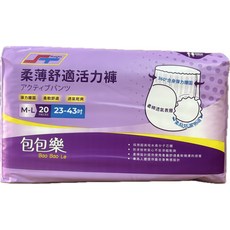 Shangtex包包樂活力褲M-L號20片裝，柔軟舒適，透氣乾爽，彈力腰圍，成人紙尿褲, 6個, 20個裝