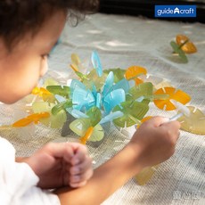 童心園 GuideCraft 燈桌葉片積木 立體積木 STEM玩具 半透彩虹積木 幼稚園/托育/托嬰適用, 1個