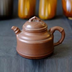 紫砂茶壺, 早期黃龍山紫泥大品竹段可心款宜興正品紫砂壺文玩古董收藏1入 -, 1個, 1L