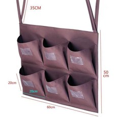 多功能收納掛袋 雙掛鉤 雙面掛袋, 橫排 6口袋 綁帶款