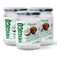 유기농 코코넛오일 버진 100% 비엣코코 식용 3병 500ml, 3개
