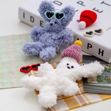 모루인형 키링 만들기 키트 2종세트 diy 꾸미기 뽀글모루, 아이보리 + 블루그레이, 2개