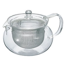 HARIO 茶茶急須 丸形泡茶壺 耐熱玻璃 日式簡約風格 附不鏽鋼濾網, 700ml, 透明, 1個