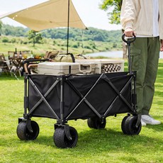 루앤 접이식 캠핑웨건 다용도 폴딩 카트 아웃도어 캠핑수레, 1개, 블랙
