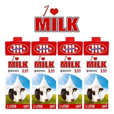믈레코비타 아이러브밀크 3.5% 멸균우유, 1L, 4개