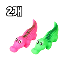 댕냐르트 1+1 악어모양 삑삑이 강아지 장난감, 그린1P+핑크1P, 1세트