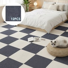 Folvia 접착식 미끄럼방지 바닥 조각매트 반려동물 층간소음 완화 바닥매트, 12개, 다크그레이