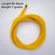한 묶음 좋은 말털 7g 몽골리안 포니테일 검정 흰색 갈색 노랑 녹색 빨강 파랑 바이올린 활 말꼬리털, 03 Yellow (80-85cm)