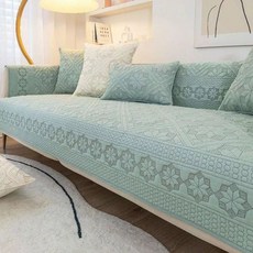 쇼파 패드 깔끔한 돌쇼파 깔개 매트 커버 소파 리폼 순면, 1개, T. 육엽성-녹색양면면