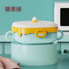 DFMEI 兒童餐盤寶寶注水保溫碗316不鏽鋼便攜式嬰兒輔食碗創意餐具, 1個, 糖果綠:如圖