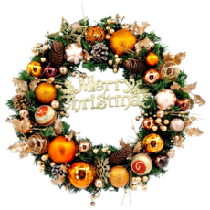 裝飾燈大師 45cm PVC花圈 - 台灣手做精緻盒裝, C款古銅金, 1個