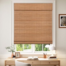 LazBlinds 무선 암막 대나무 로마 색상 실내 창문을 위한 방 블라인드 가정용 및 파티오용 단열 롤업 20인치 W x 64인치 H 파파라 카본