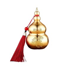 金色雕龍葫蘆擺件，居家裝飾風水擺設，吉祥如意流蘇，東方韻味, 避火龍