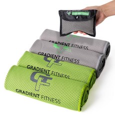 Gradient Fitness 쿨링 타월 (4팩) - 통기성 스웨트 타월 목 및 얼굴용 체육관 달리기 골프 요가 캠핑 스포츠를 위한 빠른 냉각을 넥 쿨러 (그린|그레이, 그린|그레이