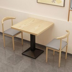 餐桌椅組合 商用 餐桌, 一桌兩椅-【原木色】-【灰色】, 灰色