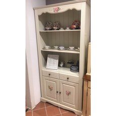 鄉村風實木彩繪大書櫃，多層收納書架，客廳臥室書房置物櫃，鄉村風彩繪書櫃