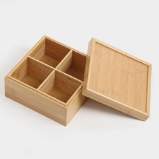 비타리토 공간박스 대나무 보관함 4칸 덮개형, 1개