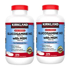MSM 함유 커클랜드 시그니처 글루코사민 375정(2팩) Kirkland Signature Glucosamine with MSM 375 Tablets (2 Pack), 3개, 375정