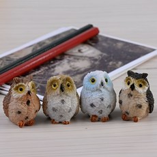 루캔필 인테리어 테라리움 미니 부엉이 장식 4종, 혼합4종