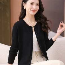 투니스 여성 심플 루즈핏 단색 싱글 브레스트 니트 가디건