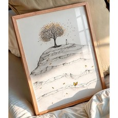[도쿄나이트] 감성 예수님 일러스트 그림 인테리어 액자 기독교 천주교 성화 교회 성당 선물, 내추럴액자30X40cm