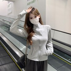 立領冰絲防曬衣女夏季修身外套瑜伽運動上衣