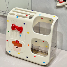 可愛卡通造型刀具收納架，多功能廚房刀具餐具瀝水置物架, 刀筷架【可瀝水/狗頭貼紙】+KT蝴蝶結, 1個