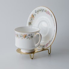 생활의차이 커피잔 찻잔 그릇 소품 다용도 거치대 접시 이젤 홀더, 1-1. 커피잔 스탠드형 직선타입 골드(GOLD), 1개