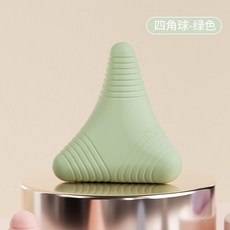豎紋硅膠三件套-綠色 瑜珈按摩球 舒壓按摩, 1個, 豎紋硅膠四角球-綠色