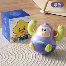 猩猩搖鈴不倒翁 動物不倒翁 搖鈴 牙膠 按按樂 超人 不倒翁玩具 安撫玩具 幼兒玩具 兒童玩具 嬰兒玩具 生日禮, 1個, 猩猩不倒翁【牙膠/搖鈴/扭扭樂】紫