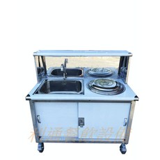 利通餐飲設備 廚箱-2 4 2層拉門吧台，附水槽與保溫桶, 詳見包裝, 詳見包裝, 深20