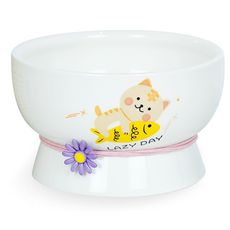 MONAGIO 寵物 Lazy Day 陶瓷餐具深碗, 白色, 1個