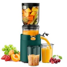 착즙기 녹즙기 스퀴저 오렌지 쥬서기 당근 과일 스무디 가정용 콜드프레스 주스 원액기 130mm 대구경 저속 원액 주서기 고섬유질 고경도 채소과일 착즙 가능 저소음 세척용이, 녹색, A9