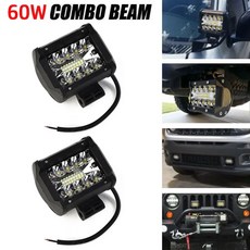 자동차 LED 작업등 SUV ATV 오프로드 차량 트럭 보트 범용 안개등 60W 12V 스팟 플러드 콤보 포드, 1개