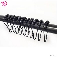 철호리형 후크 5구 슬라이딩 커튼 후크 볼 샤워 커튼 후크 커튼 후크, 수영 블랙, 76mm 높은 조롱박 타입, 1개