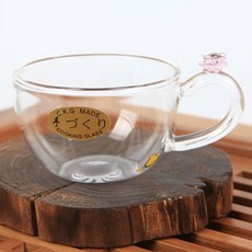 유리티포트 유리찻잔 손잡이 핑크장미 50ml, 본상품
