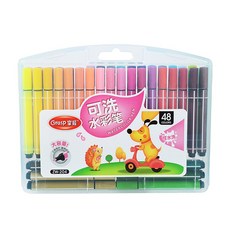 Hi-toys 三角筆桿可水洗彩色筆48色(美術繪畫用具), 1個
