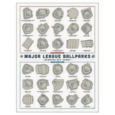 팝 차트 | 메이저 리그 야구장 스크래치 오프 포스터 | 30.5cm x 40.6cm 프린트 | MLB 스타디움 방문 추적 | 야구 장식 선물 | 100% 미국산, 야구
