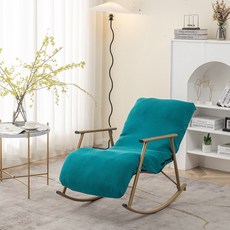 1인용 리클라이너 스윙체어 수유의자 흔들의자 커버 전용 소파, 싱글 좌석 52cmx140cm, 1개, 피콕블루